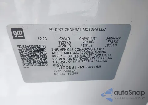 2024 Chevrolet Malibu Fwd 1Lt from USA, damaged, VIN 1G1ZD5ST7RF146785